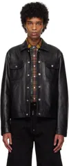 Dsquared2 Long-sleeved Leather Jacket In Black