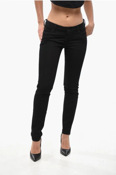 Dsquared2 Black Bull Stretch Cotton Jennifer Fit Denims 13cm In Animal Print