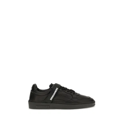 Dsquared2 Black Calf Leather Bos Taurus Athletic Sneakers