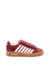 Dsquared2 Black Calf Leather Sneakers In Red
