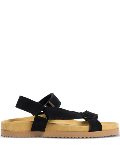 Dsquared2 Black Calf Polyester Cargo Sandals In Brown
