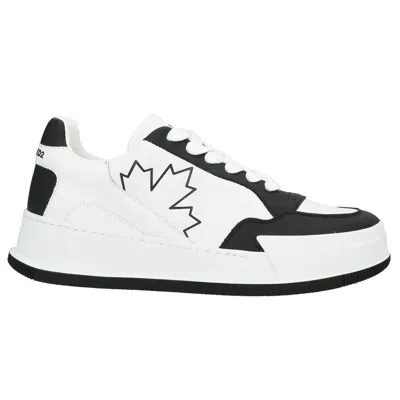 Dsquared2 Black Calfskin Sneaker In White