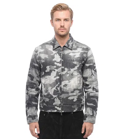 Dsquared2 Black Camo Shirt Collar Jacket In Gray