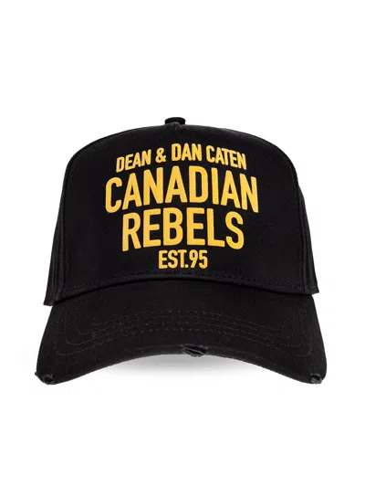 Dsquared2 Black Canadian Rebels Logo Cotton Baseball Cap