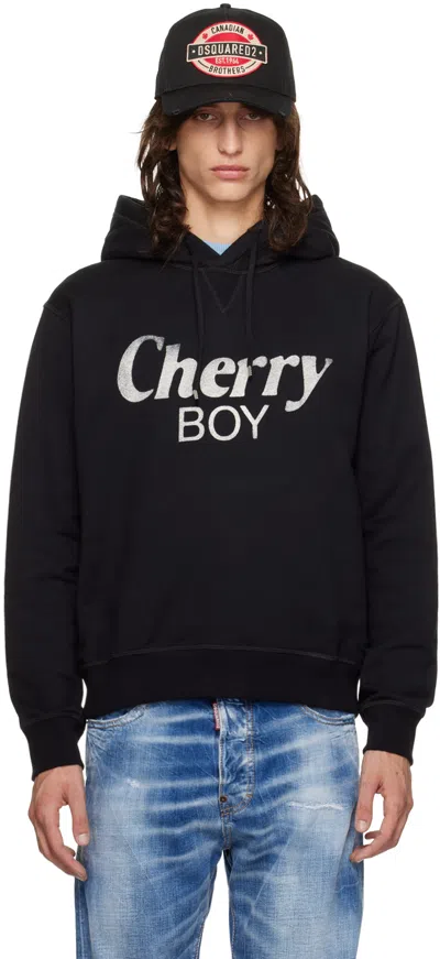 Dsquared2 Black 'cherry Boy' Cool Fit Hoodie In 900 Black