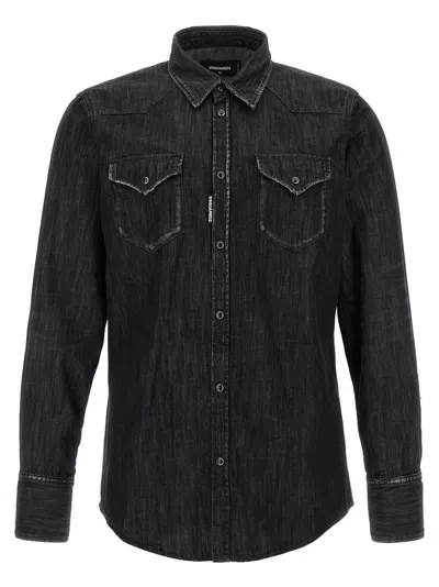 DSQUARED2 BLACK CLASSIC WESTERN SHIRT