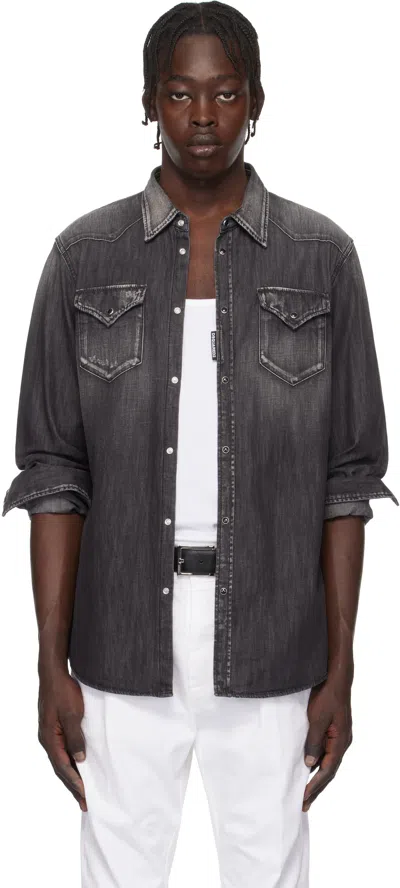 Dsquared2 Black Classic Western Denim Shirt