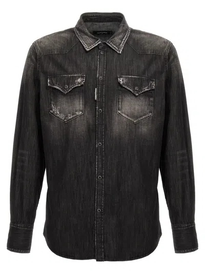 DSQUARED2 BLACK CLASSIC WESTERN SHIRT