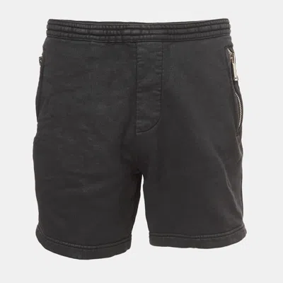 Dsquared2 Black Coated Cotton Drawstring Shorts In Multi