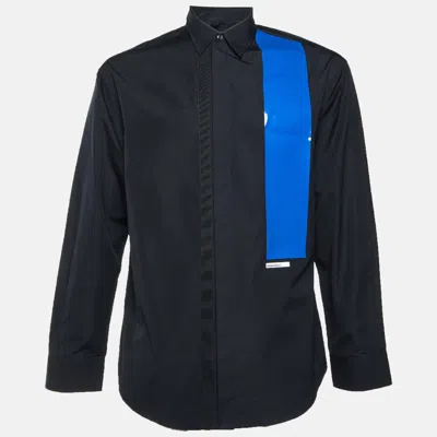 Pre-owned Dsquared2 Black Color Block Stripe Detail Cotton Long Sleeve Shirt L