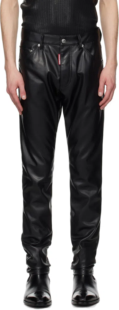 Dsquared2 Black Cool Guy Faux-leather Pants