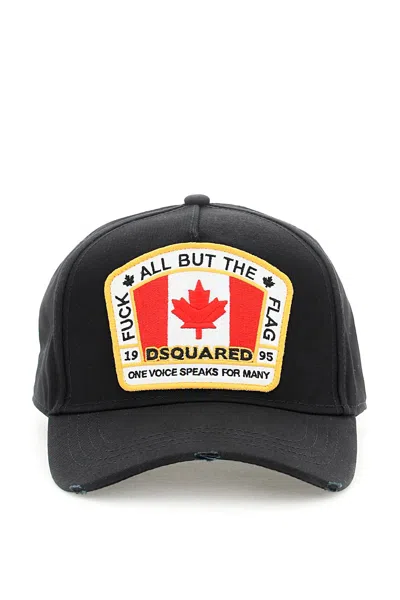 DSQUARED2 BLACK COTTON BASEBALL CAP