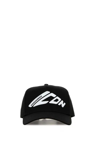 DSQUARED2 BLACK COTTON BASEBALL CAP