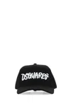 Dsquared2 Black Fabric-covered Cap With Adjustable Strap And Embroidered Logo In M063