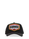 Dsquared2 Black Baseball Cap With Maxi Print On The Front And Rear Adjustable Buckle Cosure In Black