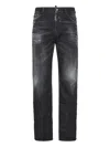 Dsquared2 Faded Black Straight Jeans With Ripped Detailing