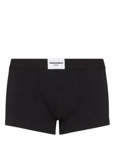 Dsquared2 Black Cotton Boxer Shorts With Logo