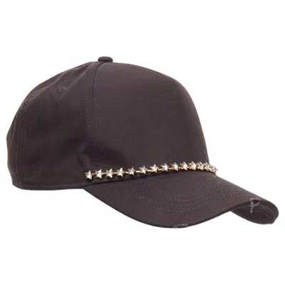 Pre-owned Dsquared2 Black Cotton Clear Star Crystals Dean Dan Caten Cap