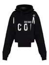 Dsquared2 Asymmetric Hem Cropped Hoodie Drawstring In Black