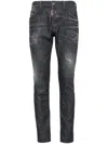Dsquared2 Distressed Skater Denims With Stonewash Effect In Black