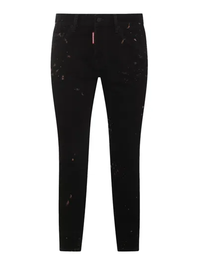 DSQUARED2 BLACK COTTON DENIM JEANS