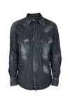Dsquared2 Man Denim Shirt Charcoal Size 44 Cotton In Blue