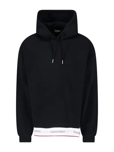 Dsquared2 Black Cotton Drawstring Hoodie