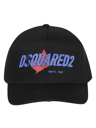 Dsquared2 Black Cotton Embroidered Logo Baseball Cap