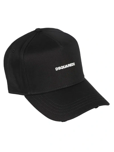 Dsquared2 Black Cotton Embroidered Logo Cap