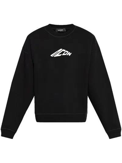 Dsquared2 Black Cotton Graphic Print Sweatshirt