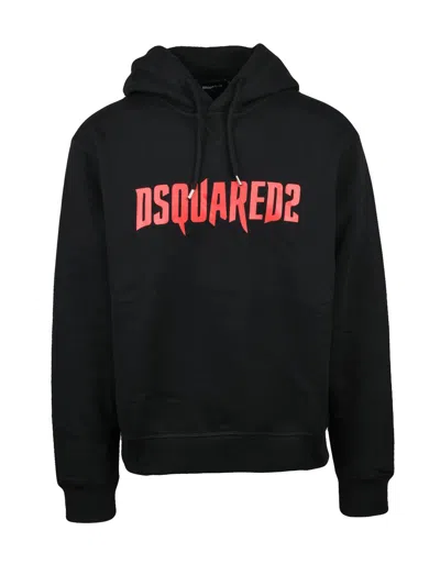 Dsquared2 Black Cotton Hooded Sweatshirt