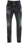 Dsquared2 Black Cotton Jeans With White Paint Splatters In Black