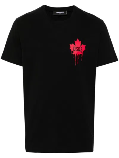 DSQUARED2 DSQUARED2 BLACK COTTON JERSEY TEXTURE T-SHIRT