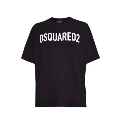Dsquared2 Black Cotton Loose Fit T-shirt With Logo Print