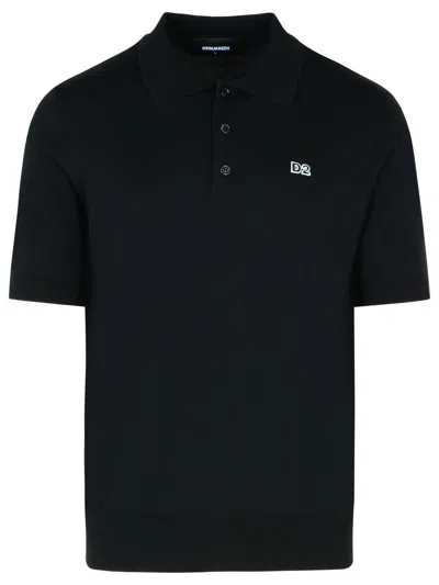 Dsquared2 Black Cotton Polo Shirt