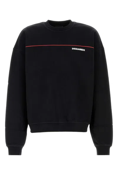 DSQUARED2 MEN BLACK COTTON SWEATSHIRT, XL LUXURY SWEATSHIRTS & HOODIES FOR MEN DARVEYS