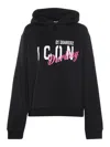 Dsquared2 Fleece Cotton Icon Darling Hoodie In Black