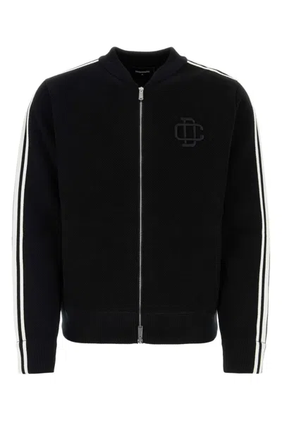 Dsquared2 Black Cotton Sweatshirt In Blackwhite