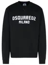 Dsquared2 Cotton Sweatshirt With Contrasting Logo Print In Black