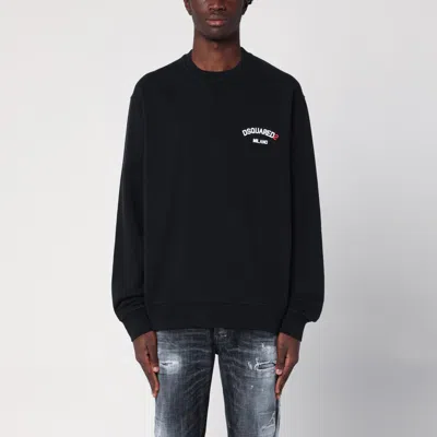 DSQUARED2 DSQUARED2 BLACK COTTON SWEATSHIRT WITH LOGO