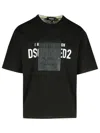 Dsquared2 Loose Fit Black T-shirt With Spray-dyed Finish And Bold Print In Black