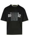 Dsquared2 Loose Fit Black T-shirt With Spray-dyed Finish And Bold Print In Black