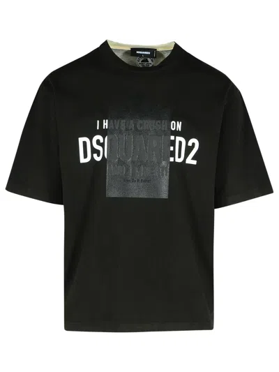 DSQUARED2 DSQUARED2 BLACK COTTON T-SHIRT MEN