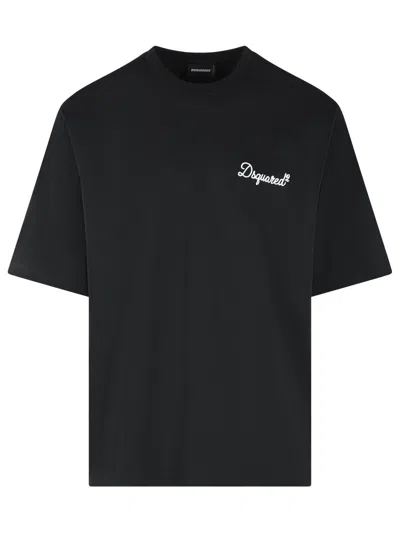 Dsquared2 Cotton Loose-fit Logo-embroidered T-shirt In Black