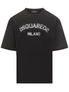 Dsquared2 Graphic Print Black Crew Neck T-shirt In Black