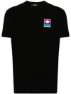 Dsquared2 Black Cotton T-shirt With Logo Patch In Black