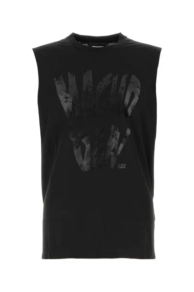 DSQUARED2 BLACK COTTON TANK TOP