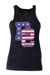 Dsquared2 Fitted Graphic Racerback Round Sleeveless Top In Black