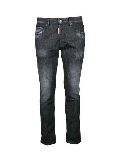 Dsquared2 Black Cotton-blend Skater Jeans In Gray
