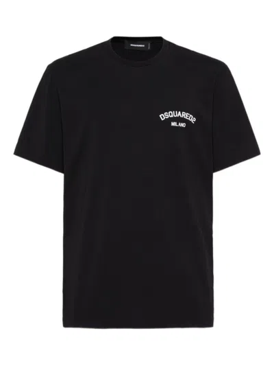 DSQUARED2 DSQUARED2 BLACK CREW NECK T-SHIRT WITH LOGO PRINT